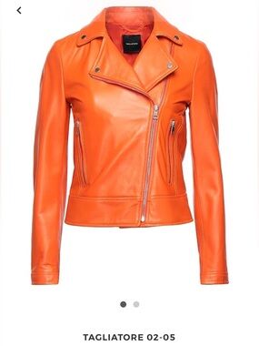Tagliatore Women's Vibrant Orange Leather Jacket
